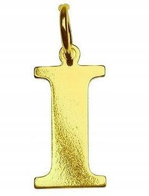 Duża złota zawieszka literka litera I srebro 925 pokryte 24K złotem