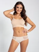 Majtki damskie - Majtki bikini z siateczkowymi wstawkami, beżowe, Gatta - miniaturka - grafika 1