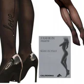 Rajstopy - Rajstopy damskie Calzedonia walentynki szew cienkie ozdobne czarne 4/L - miniaturka - grafika 1