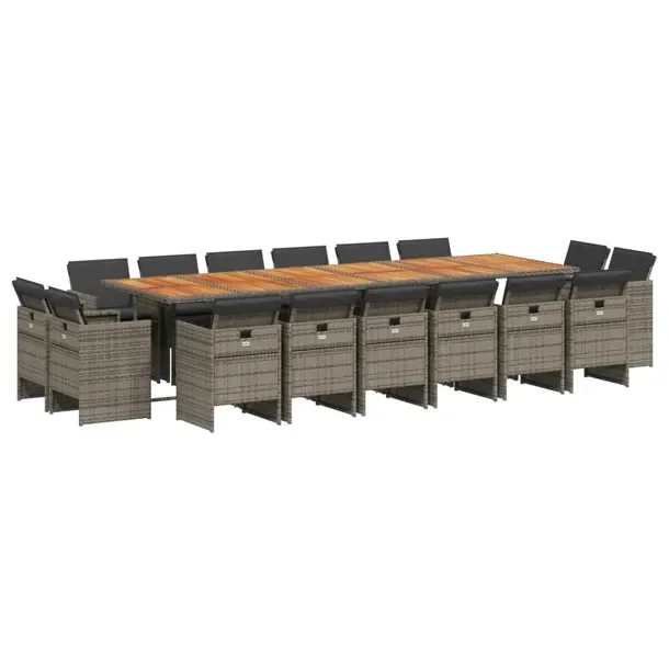 Zestaw mebli ogrodowych szaro-brązowych 330 x 106 x 73 cm, 16 krzeseł