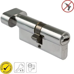 YALE Lock cylinder with bolt, 40 x 40 mm, 5 keys, chrome-plated brass. - Zawiasy, okucia i inne akcesoria - miniaturka - grafika 1