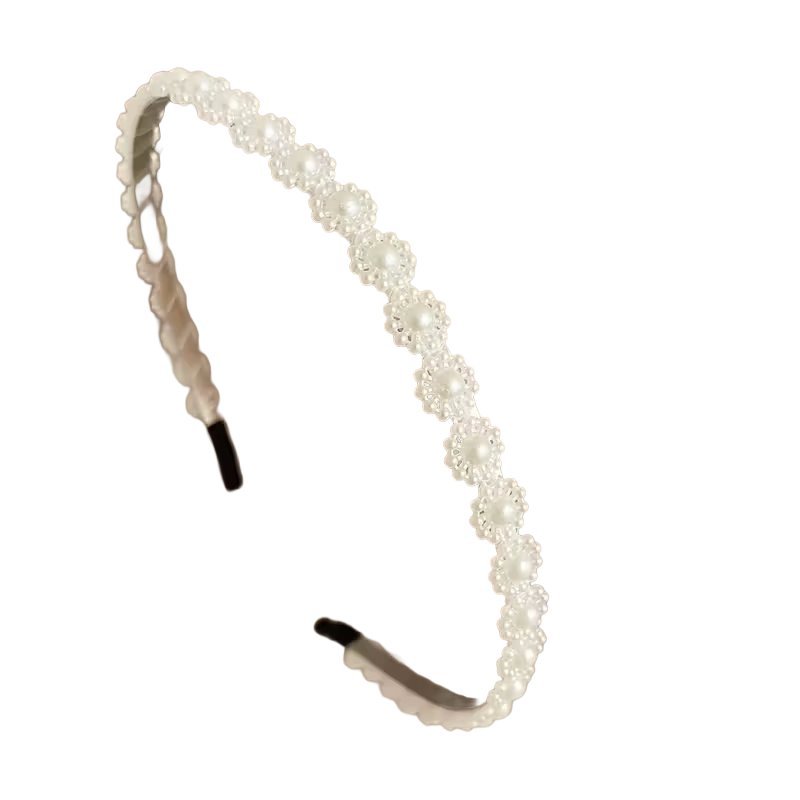 Opaska do Włosów Super Kolory i Wzory Biała z Perłowymi Kwiatami Komunia Ślub