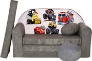 Fotele i pufy dla dzieci - Sofa dziecięca kanapa wersalka rozkładana 160cm + podnóżek i poduszka - A14 - miniaturka - grafika 1