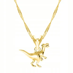 Piękny Złoty Naszyjnik 925 z Dinozaurem Natura Potwór Dinozaur T-Rex - Łańcuszki - miniaturka - grafika 1