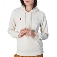 Bluzy sportowe damskie - Bluza Champion Embroidered Big Script Logo Hoodie 117111-YS137 - beżowa - miniaturka - grafika 1