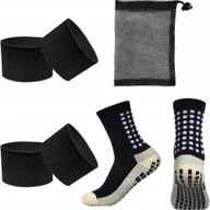 Piłka nożna - Scettar Zestaw silikonowych ochraniaczy piszczeli ze skarpetami Czarny - miniaturka - grafika 1