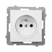 Gniazdka elektryczne - LEDart pojedyncze z uziemieniem, bez ramki - Ospel As GP-1GZ/m/00, kolor bały, 16A/250V - miniaturka - grafika 1