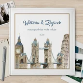 Albumy fotograficzne - Duży album na zdjęcia z nadrukiem dla pary podróżników na ślub roczn - miniaturka - grafika 1