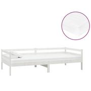Łóżka - Łóżko białe, drewno sosnowe, VidaXL, dzienne, z materacem, 90x200 cm - miniaturka - grafika 1