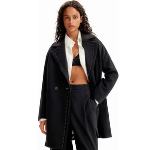 Płaszcz damski Desigual Stitch czarny wełniany przejściowy-M - Płaszcze damskie - miniaturka - grafika 1