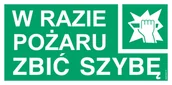 Systemy ekspozycyjne i znaki informacyjne - AC040 W RAZIE POŻARU ZBIĆ SZYBĘ, FS - FOLIA SAMOPRZYLEPNA FOTOLUMINESCENCYJNA; (300X150MM) - miniaturka - grafika 1