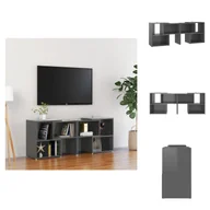 Szafki RTV - vidaXL Szafka pod TV szary wysoki połysk 104x30x52cm materiał drewnopochodny - Meble TV - miniaturka - grafika 1
