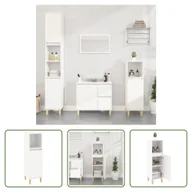 Szafki łazienkowe - The Living Store Szafka łazienkowa biała 30x30x100 cm materiał drewnopochodny - miniaturka - grafika 1