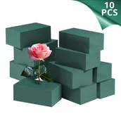 Rękodzieło - TEMU 10 Zielonych Bloków Pianki Kwiatowej - Gęsta Masa do Tworzenia Bukietów, Wolne Cięcie, Idealna dla Florystów i Dekoracji Ślubnych - miniaturka - grafika 1