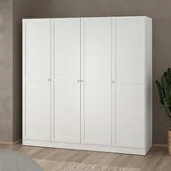 Szafy - Szafa biała matowa 4 drzwiowa pojemna półki drążęk 61x195x200 cm Billund - miniaturka - grafika 1