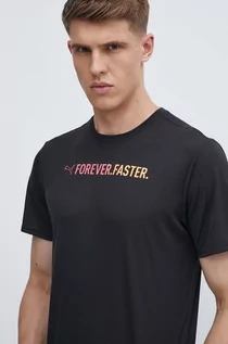 Koszulki męskie - Puma t-shirt do biegania Run Favourite kolor czarny z nadrukiem 525003 - grafika 1