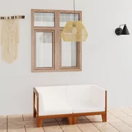 Meble ogrodowe - Sauen shumee 2 osobowa z kremowymi poduszkami lite drewno akacjowe - miniaturka - grafika 1