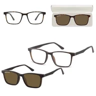 Okulary korekcyjne, oprawki, szkła - Prostokątne okulary pod korekcję z polaryzacyjną Nakładką przeciwsłoneczną na magnes CLIP-TRC-188A-2 - miniaturka - grafika 1