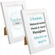 Ramki na zdjęcia - Creative Home, zestaw 2 drewniane ramki na zdjęcia, 10x15 cm, białe - miniaturka - grafika 1