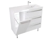 Szafki łazienkowe - Szafka Stojąca Z Umywalką ATH 90 cm K Prawa - Biały Mat - Uchwyty Stal Szczotkowana - miniaturka - grafika 1