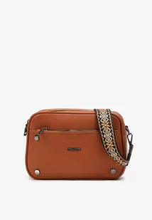Brązowa Torebka z Ekoskóry z Dodatkową Kieszonką i Materiałowym Paskiem Dimessa - Torebki damskie - miniaturka - grafika 1