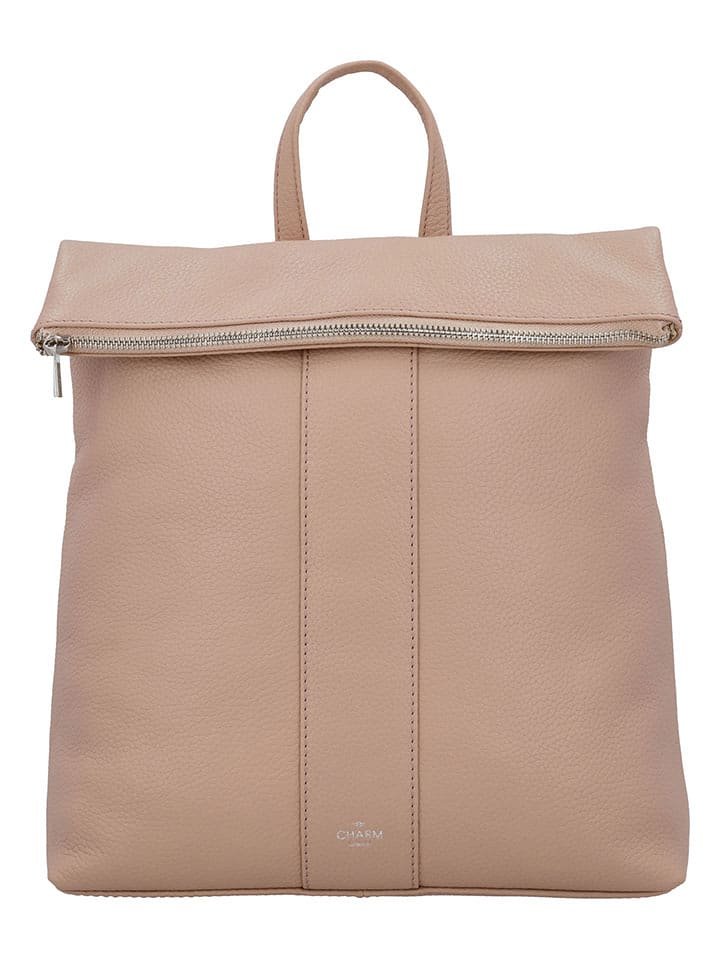 Charm Skórzany plecak w kolorze beżowym - 28 x 31 x 12 cm