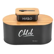 Chlebaki - CHLEBAK STALOWY + MASELNICZKA Z NOŻYKIEM E-6021 - miniaturka - grafika 1