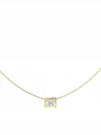 Naszyjniki - Złoty naszyjnik z zawieszką kryształek Guess BAMBOO JUBN05252JW - miniaturka - grafika 1
