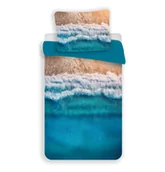 Pościel - Pościel z mikrofibry 140x200 Rajska plaża niebieska poszewka 70x90 - miniaturka - grafika 1