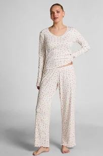 Hunkemöller Prążkowane spodnie piżamowe Biały - Bielizna nocna - miniaturka - grafika 1