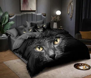 Cotton World KOT POŚCIEL 180x200 DRUK CYFROWY 1:1 - Pościel - miniaturka - grafika 1