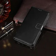 Portfele - Do Xiaomi Mi 11 Ultra etui z klapką poziomą z teksturą Crazy Horse firmy Idewei, skórzane z uchwytem, przegródkami na karty i portfelem (brązowe) C... - miniaturka - grafika 1