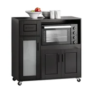 Witryny - SoBuy FSB78-SCH Szafka Kuchenna Wózek kuchenny Kredens na Kółkach Komoda do przechowywania Regał Półka Stolik Mikrofalowa Czarny 40 x 88.5 x 89 cm - miniaturka - grafika 1