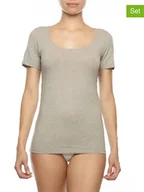 Koszulki i topy damskie - COTONELLA Koszulki (2 szt.) w kolorze szarym - miniaturka - grafika 1