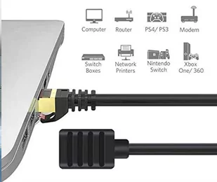Kabel LAN przedłużacz CAT7 czarny 0,5m - Patchcordy - miniaturka - grafika 6