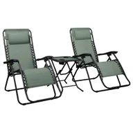 Leżaki ogrodowe - Mirpol Zestaw Delux 2x leżak i stolik zielony - miniaturka - grafika 1