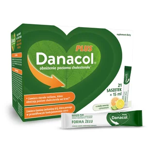 Danacol Plus, żel doustny, smak owoców cytrusowych, 15 ml x 21 saszetek - Serce i układ krążenia - miniaturka - grafika 1