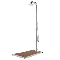 Akcesoria do basenów - vidaXL Prysznic ogrodowy z brązową podstawą, 230 cm, stal nierdzewna - miniaturka - grafika 1