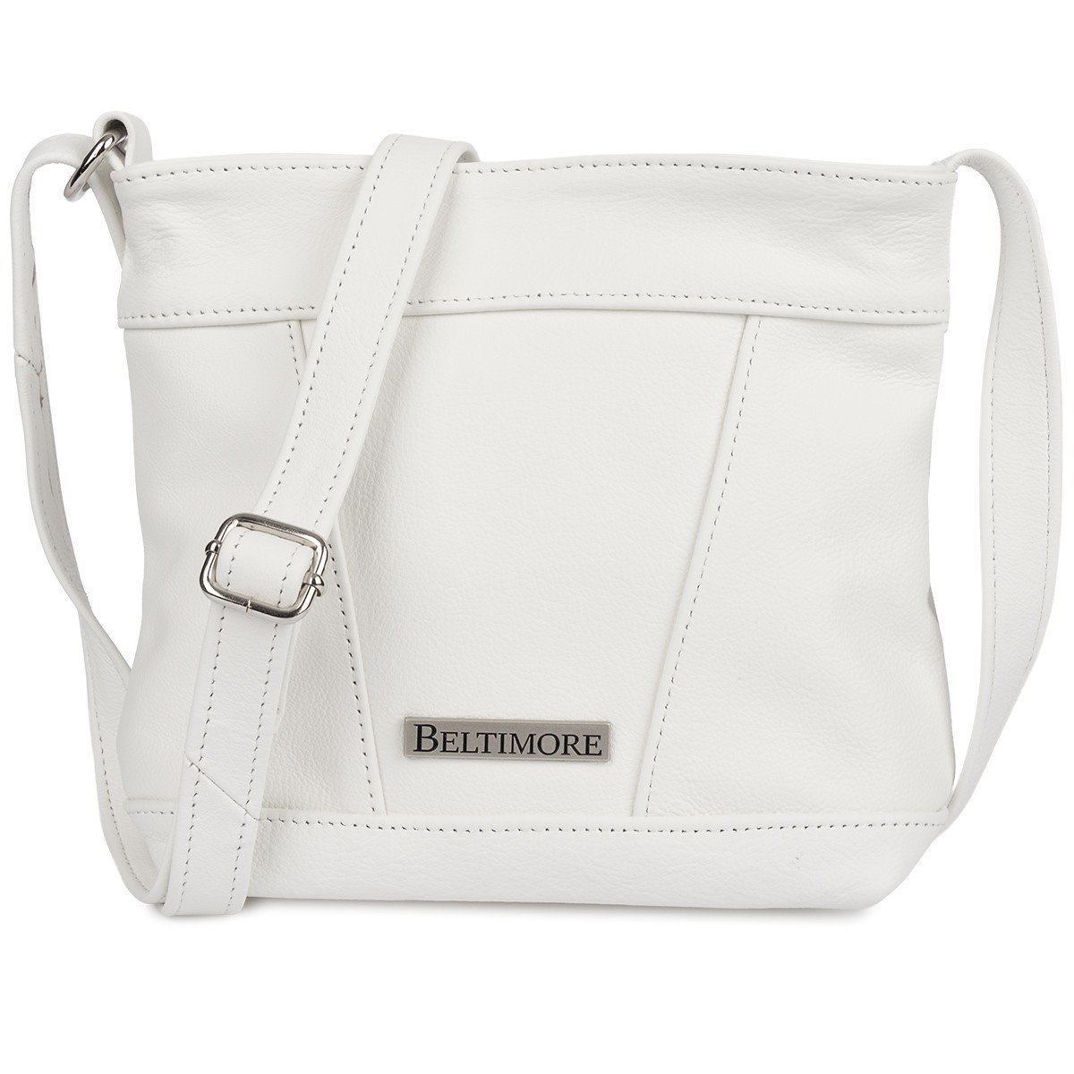 Torebka damska skórzana listonoszka mała premium biała klasyczna Beltimore