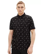 Koszulki męskie - TOM TAILOR Denim Męska koszulka polo 1036404, 31914-Black White Mini Palm Paisley, XXL, 31914 - Black White Mini Palm Paisley, XXL - miniaturka - grafika 1