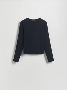 Reserved - Strukturalny sweter z guzikami - granatowy - Swetry damskie - miniaturka - grafika 1