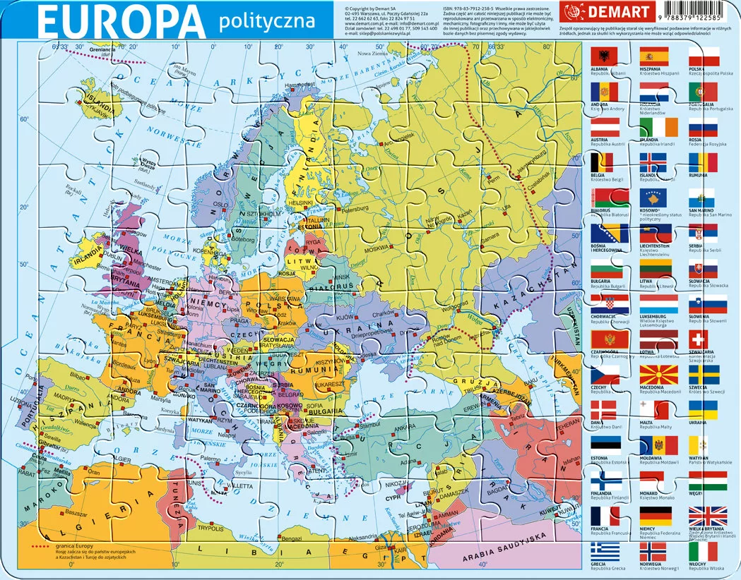 DEMART Puzzle ramkowe - Europa administracyjna
