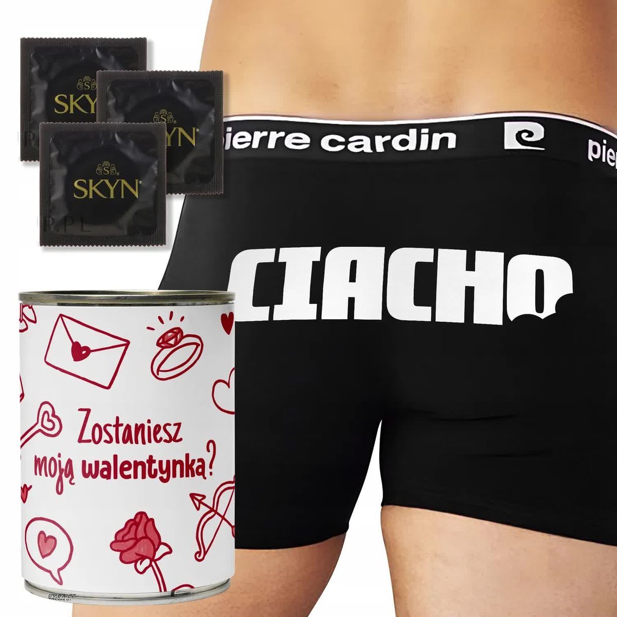 BOKSERKI + PREZERWATYWY Zabawna PUSZKA Prezent Na Walentynki CIACHO - L