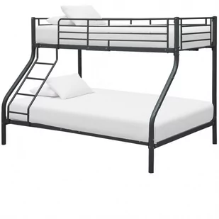 Łóżko metalowe piętrowe 140x200 / 90x200 czarne z materacami sprężynowymi - Łóżka - miniaturka - grafika 1