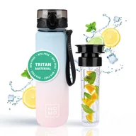 Shakery i bidony sportowe - Butelka na wodę MOMO WAY niebiesko - różowa idealna na podróż BPA free Tritan-1000ml - miniaturka - grafika 1