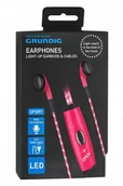 Słuchawki - Słuchawki przewodowe douszne z oświetleniem led Grundig Earphones różowe - miniaturka - grafika 1