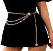 Paski - Złoty Pasek Damski Metalowy łańcuch PR. 585 - miniaturka - grafika 1