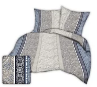 Pościel - Pościel z kory 160x200 granatowa biała beżowa paisley ornamenty - miniaturka - grafika 1