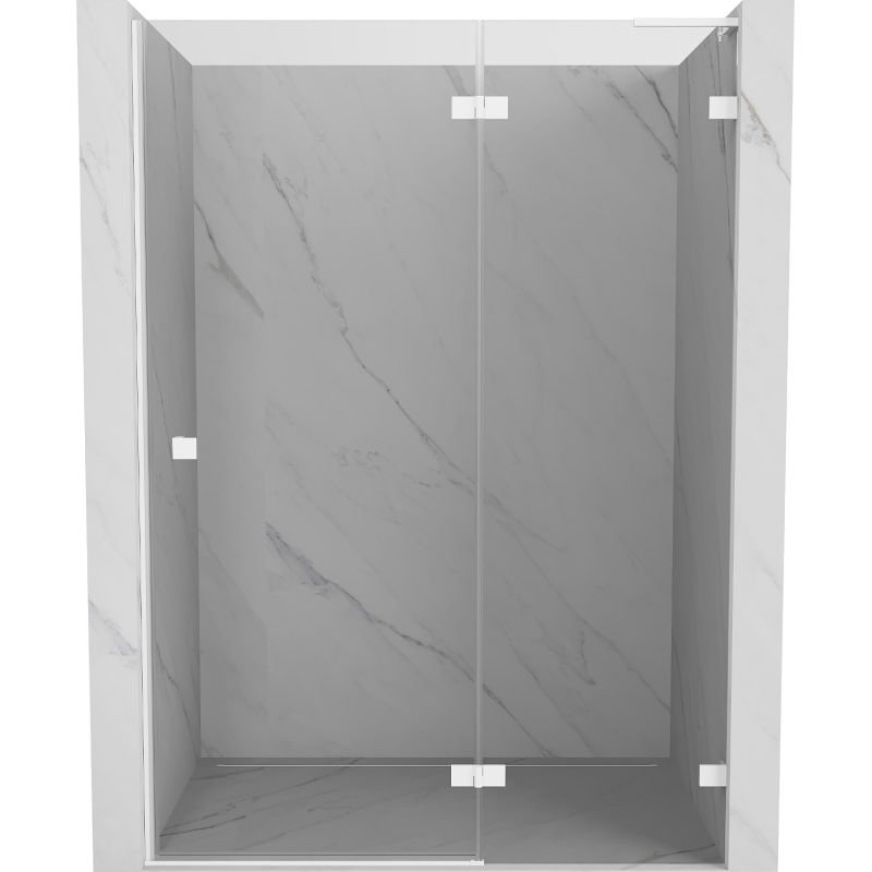 Mexen Lunar L drzwi prysznicowe uchylne prawe 135 cm, transparent, białe - 834L-135-000-20-00-P