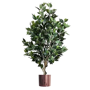 Leaf Realistyczne sztuczne drzewo z doniczką, mieszane materiały, ciemno krzaczasta miedź Ficus, 100 cm - Sztuczne drzewka - miniaturka - grafika 1
